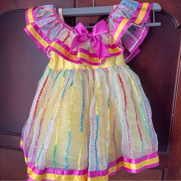 New Years Party Dress Costume Dress Up Gown Yellow Disney with Bodysuit 4T